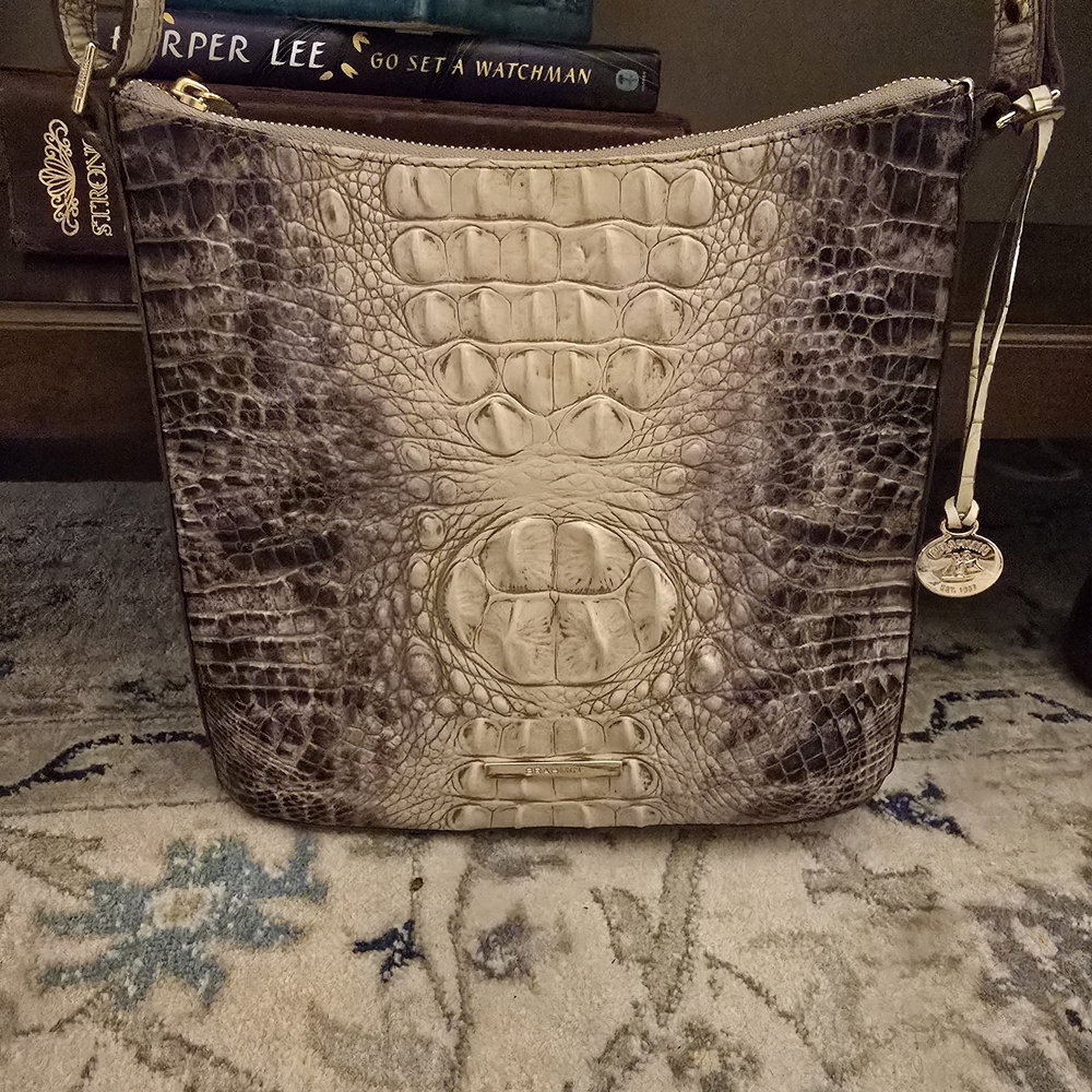 Brahmin Katie Melbourne Neutral Ombre Croc-Embossed Leather Shoulder Bag